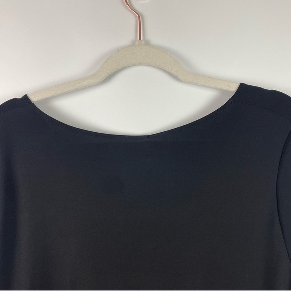 Sun Kim NWT Black Tunic Crepe Asymmetric Split Hem Knit Top/Sleeves Lagenlook L - Picture 10 of 16